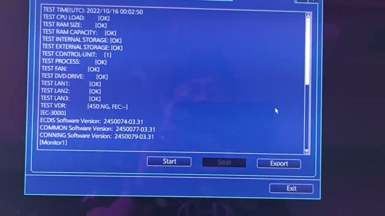 Self Test in Furuno Ecdis