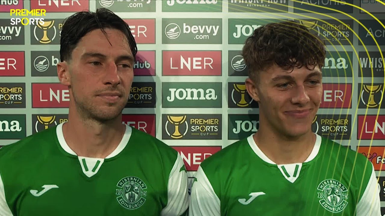 Hibernian's Rudi Molotnikov and Joe Newell give post-match thoughts after win against Queen's Park