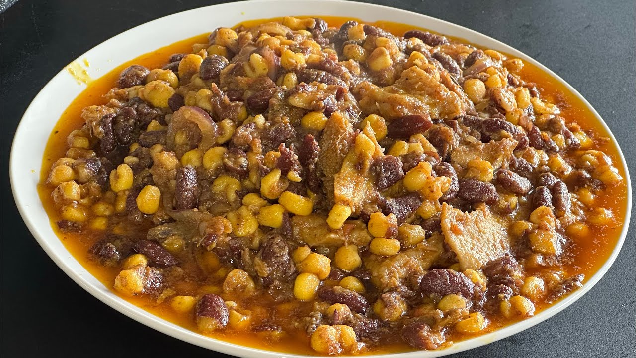 Delicious Corn-chaff recipe/ Cameroon corn-chaff/ corn and beans stew.