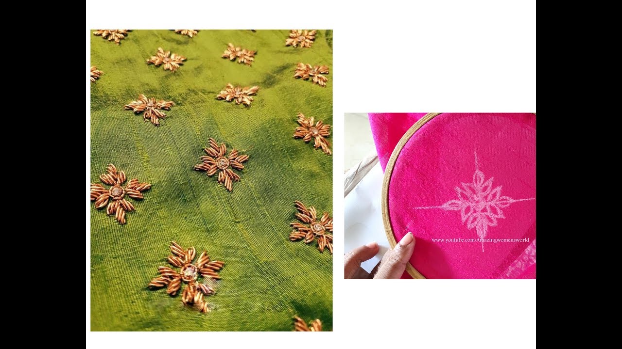 Most Beautiful Overall designing with Normal Stitching Needle - Same Like Aari / Maggam Work