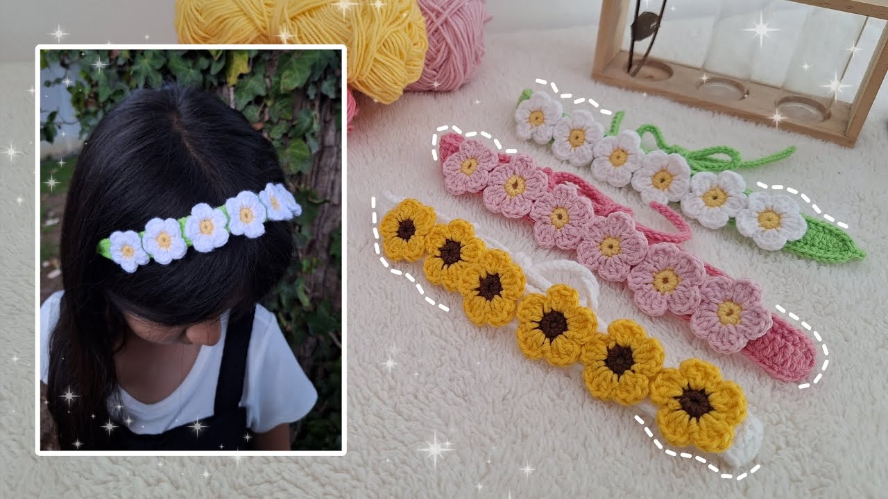 CINTA O DIADEMA DE FLORES 🌸 tutorial a crochet 🌼
