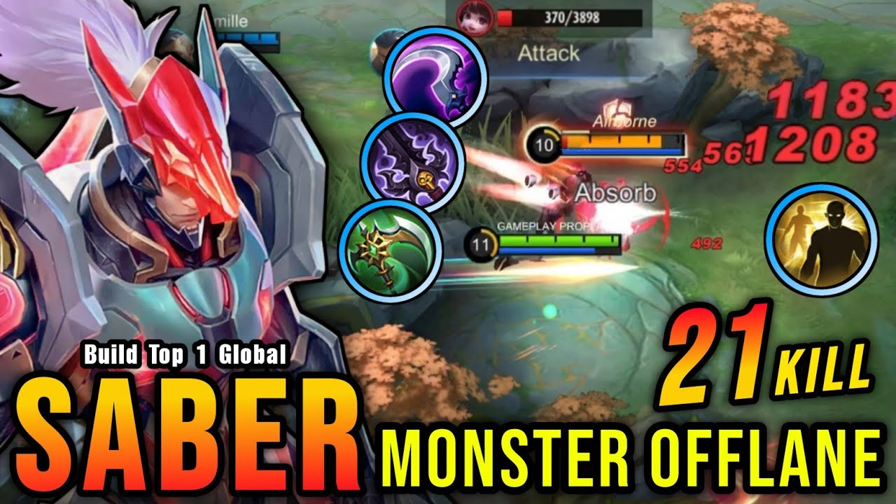 21 Kills!! Saber Best Build Offlane - Build Top 1 Global Saber ~ MLBB