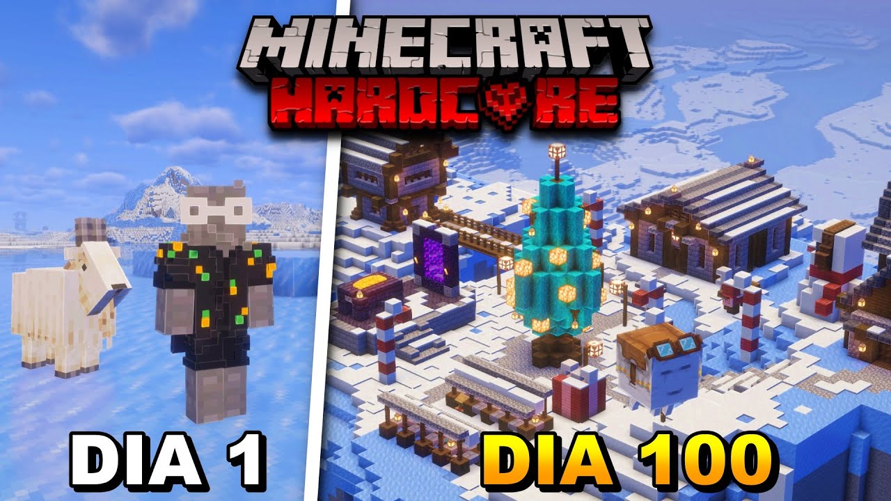 Sobreviví 100 Días en MONTAÑAS NEVADAS en Minecraft Hardcore
