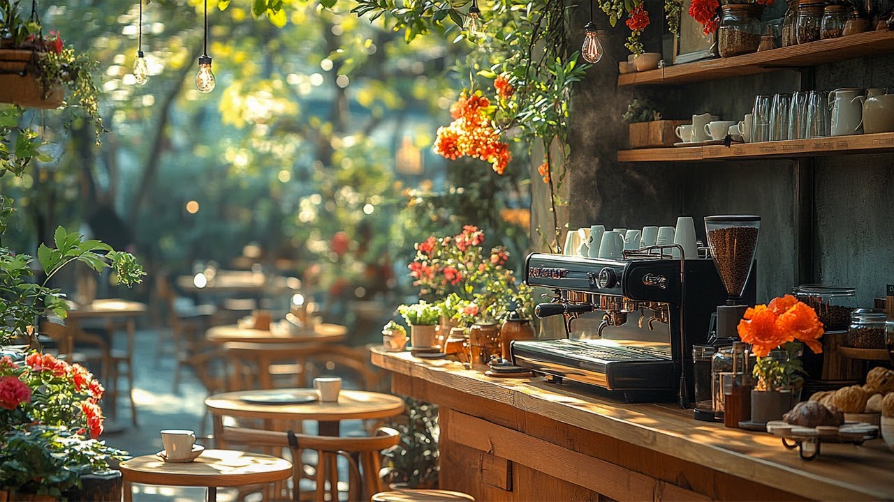 Spring Breeze Cafe Jazz | Cozy Wooden Coffee Shop with Smooth Melodies for a Fresh Start