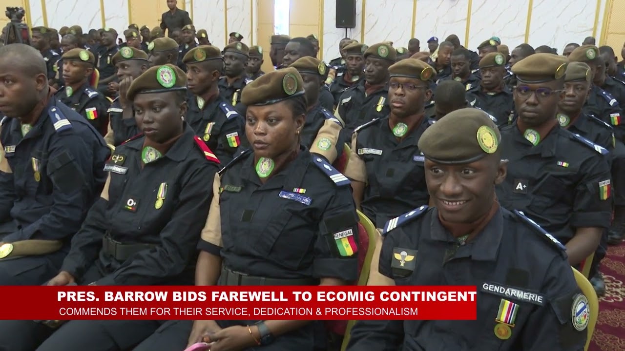 PRESIDENT BARROW BIDS FAREWELL TO ECOMIG CONTINGENT