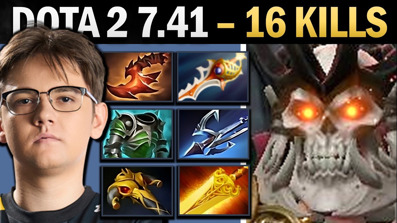 Wraith King Dota 2 7.41 with Rapier and 16 Kills - Dota Gameplay