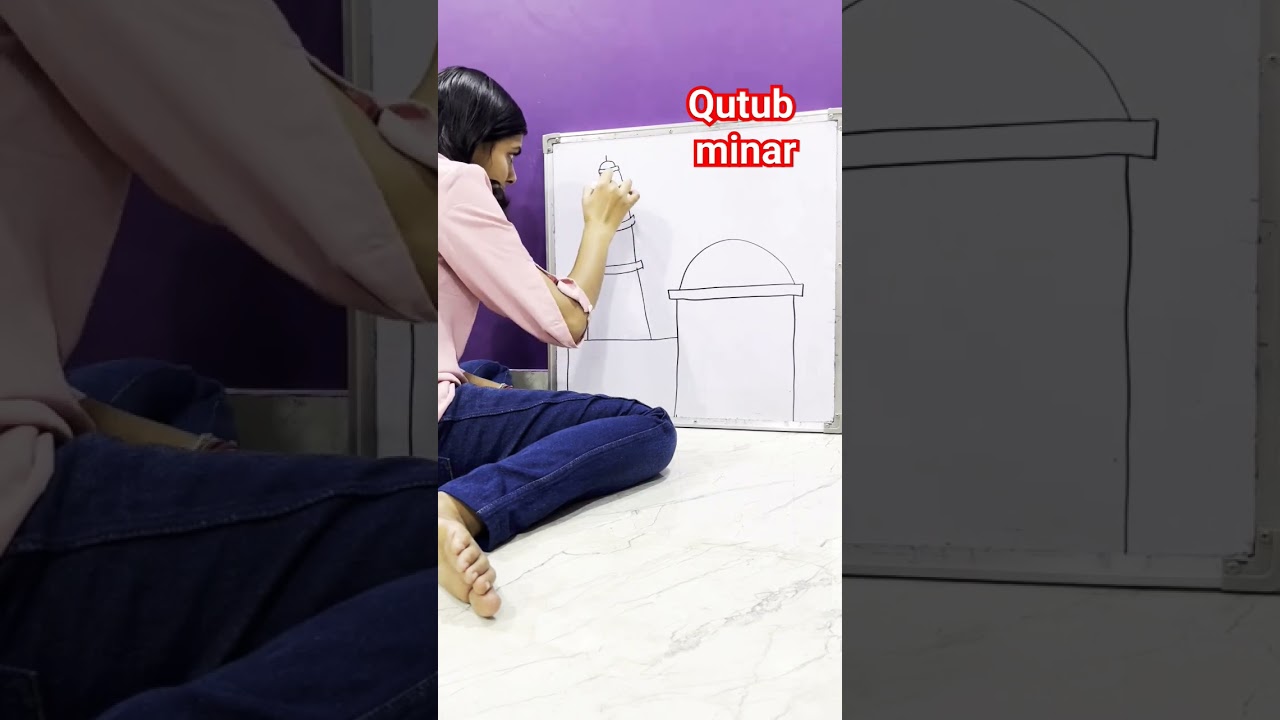 How to draw easy qutub minar indian monument for beginners and kids #shorts #short #trending