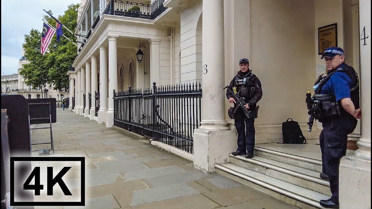 Embassies of Belgrave Square, London Walking Tour 🌍 | 4K 60fps 3D Sound 🎧