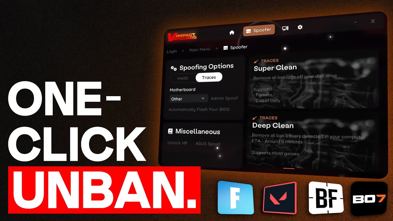 HWID Spoofer - One Click UNBAN!(Works For Any Game)