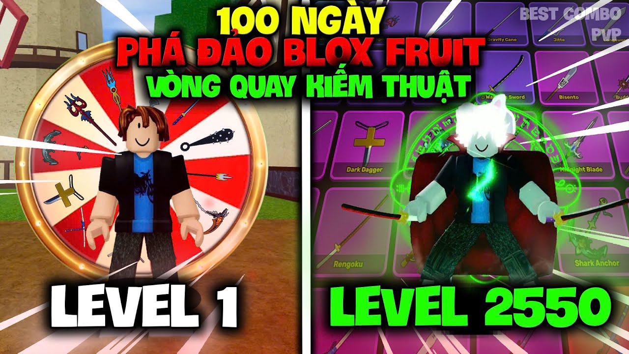 ZAPATO 100 NGÀY PHÁ ĐẢO BLOX FRUIT TỪ LEVEL 1-2550 VỚI VÒNG QUAY KIẾM NGẪU NHIÊN Ở MỖI VÙNG BIỂN