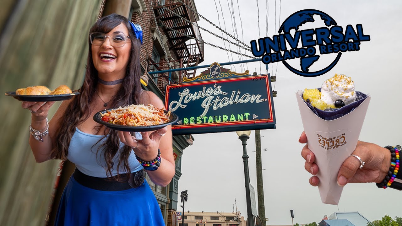 Universal Orlando quick service DINNER 🙌 Louie's Italian and Central Park Crepes food review