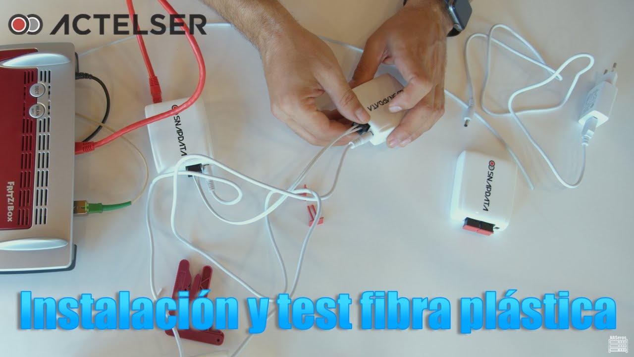 Instalación y test de velocidad fibra óptica plástica (POF) de Actelser