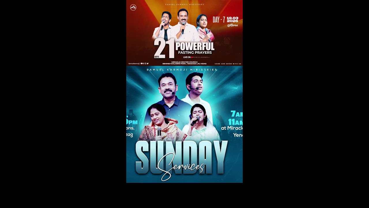 21 DAYS POWERFUL FASTING PRAYER NIGHTS | DAY 7 | Samuel Karmoji | Miracle Center | 19 MAR 26 | 6 P.M
