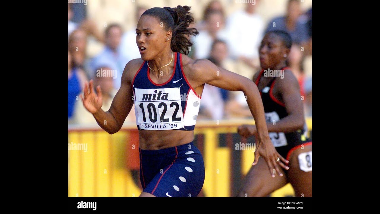 Marion  Jones  100m  10.76   QF4   Sevilla  IAAF  World  Championships,  La Cartuja,  Sevilla.