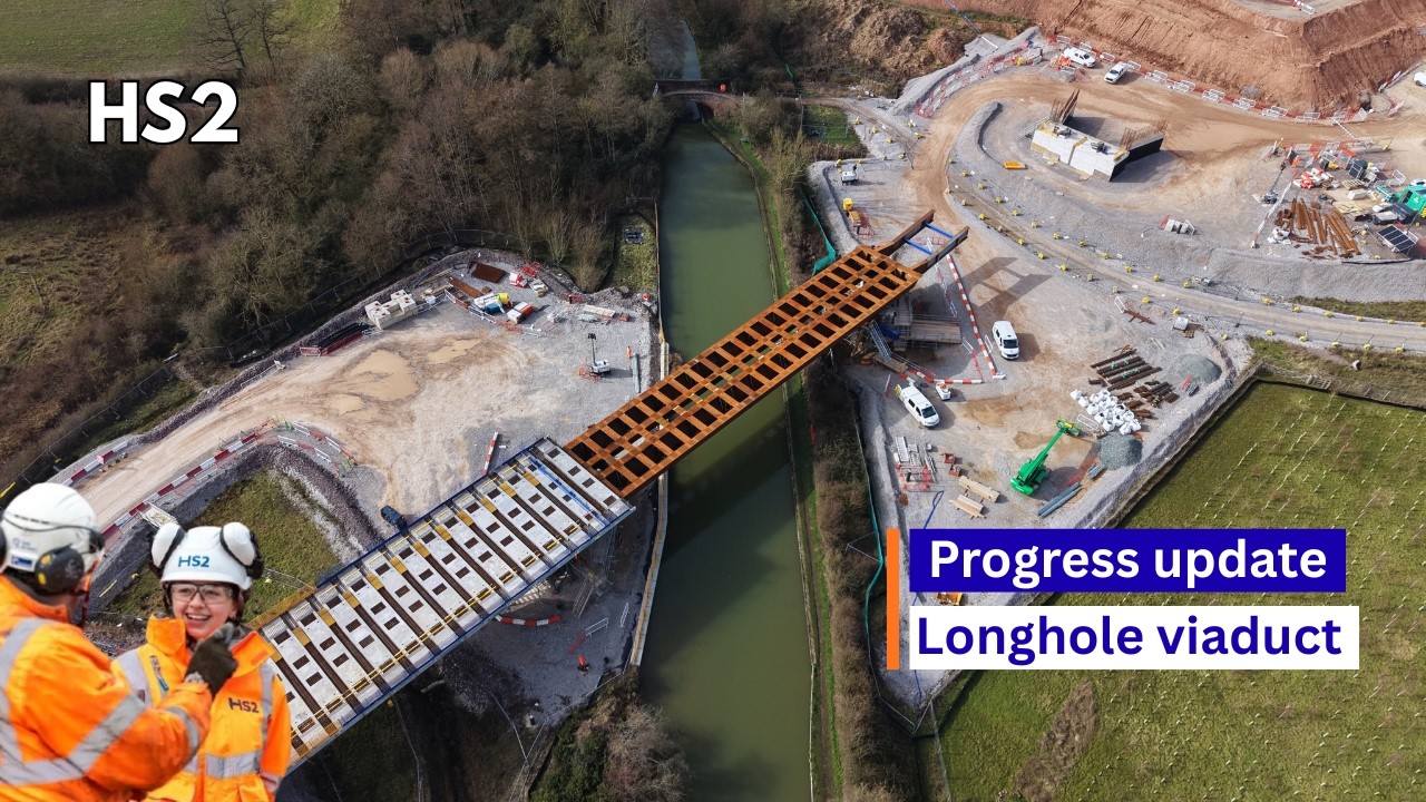 PROGRESS UPDATE - HS2 LONGHOLE VIADUCT MOVED INTO PLACE OVER THE GRAND UNION CANAL - 5TH MARCH 2026