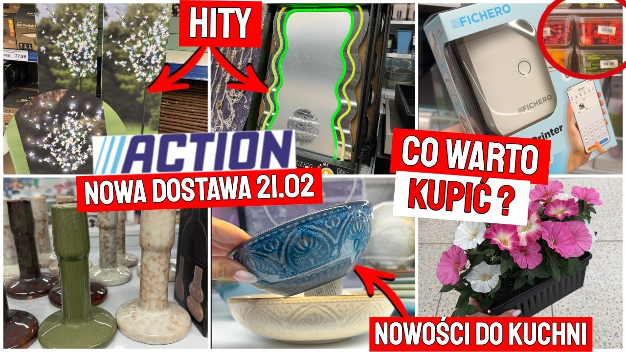 📍ACTION NOWOŚCI 21.02😍 DRZEWKO LED DO OGRODU 💥 LUSTRO NEONOWE 🔥 DRUKARKA DO ETYKIET PRZEGLĄD P&Oacute;ŁEK