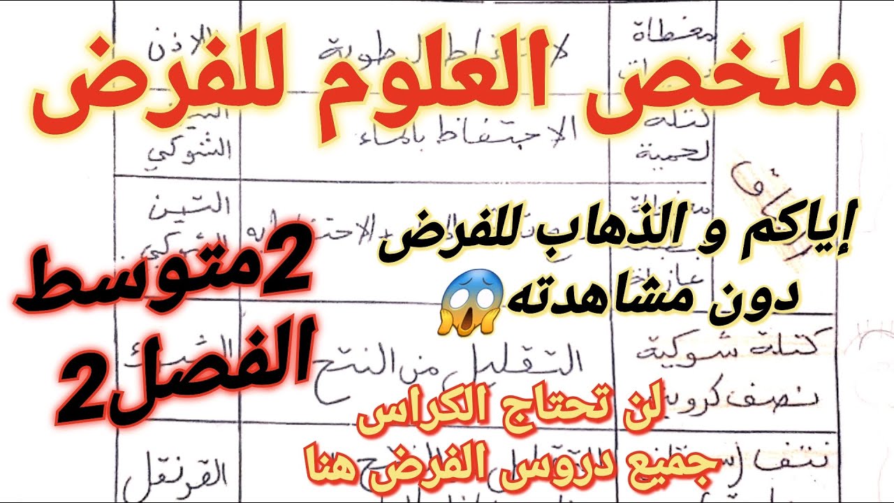 ملخص شامل في العلوم الطبيعية للسنة ثانية متوسط الفصل الثاني +حل سلسلة تمارين مع الشرح المفصل 🔥