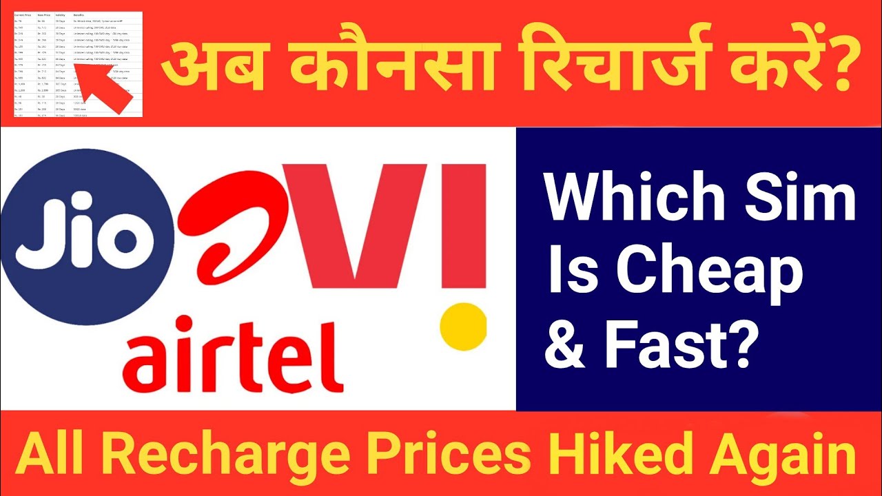 Jio vs Airtel vs Vi New Recharge Plans After Hike⬆️💰 which Is Best Now - पैसा बचा लो