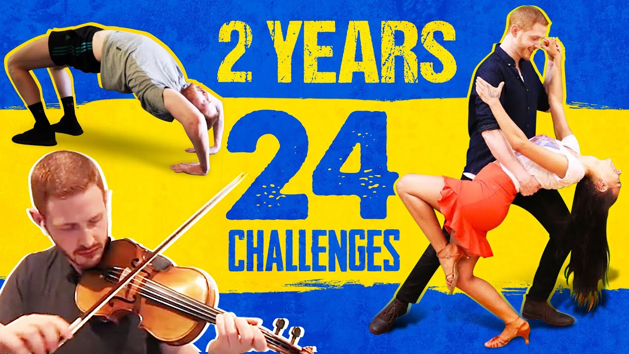 2 Years, 24 Challenges Recap (Skateboarding, Bodybuilding, Backflip, Salsa, Spanish & More)