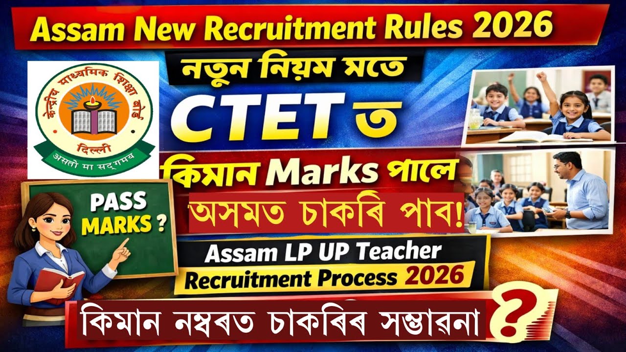 Assam New LP UP Teacher Recruitment Rules 2026|CTET ত কিমান নম্বৰ পালে চাকৰি পাব!