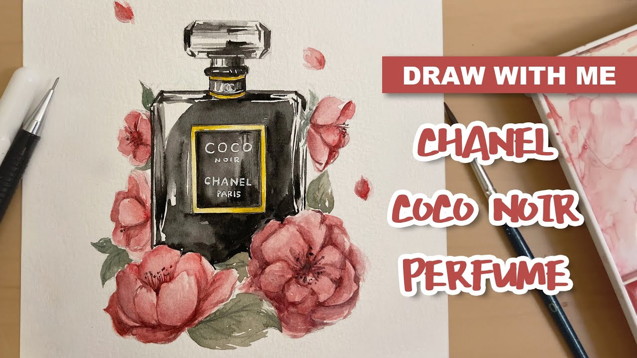 [DRAW WITH ME] CHANEL COCO NOIR Perfume | WATERCOLOR