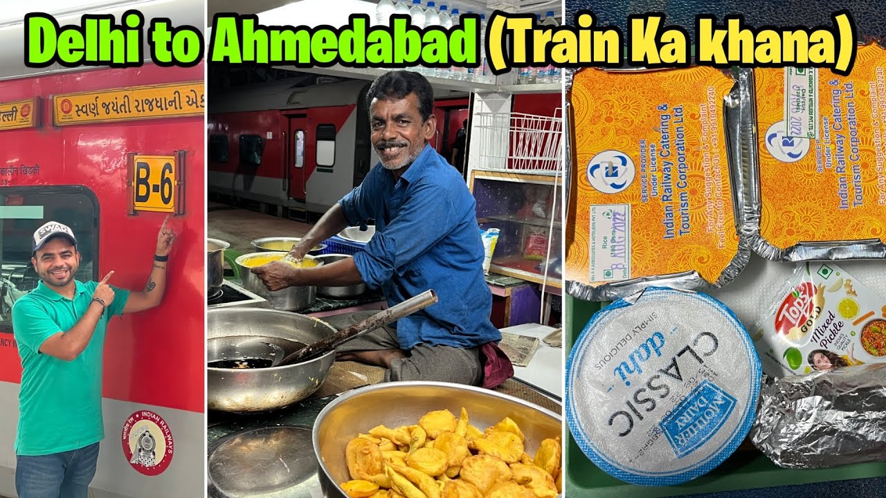 Ahmedabad to Delhi Rajdhani 3rd AC food || Station pe mile गरमा गर्म पकोड़े और Kulhad wali Rabdi 🔥