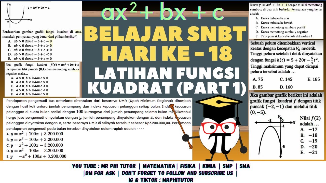 Day 18 Belajar SNBT – Latihan Grafik Fungsi Kuadrat (Part 1) #snbt #belajaronline #utbk #snbt2026