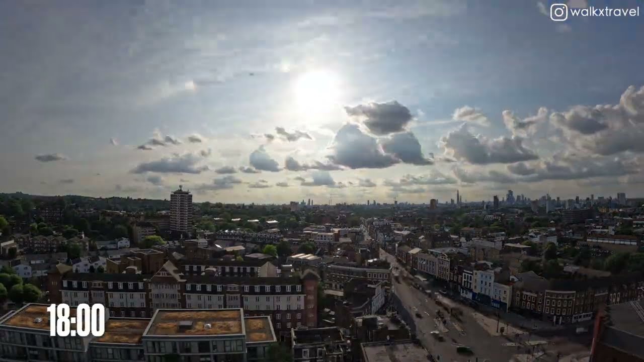 [4k] 🇬🇧London Summer Solstice Full Day Timelapse in One Minute | 00:00 to 23:59 @walkxtravel