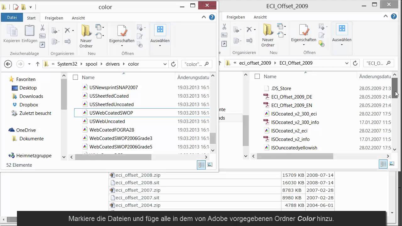 Farbprofile installieren in InDesign