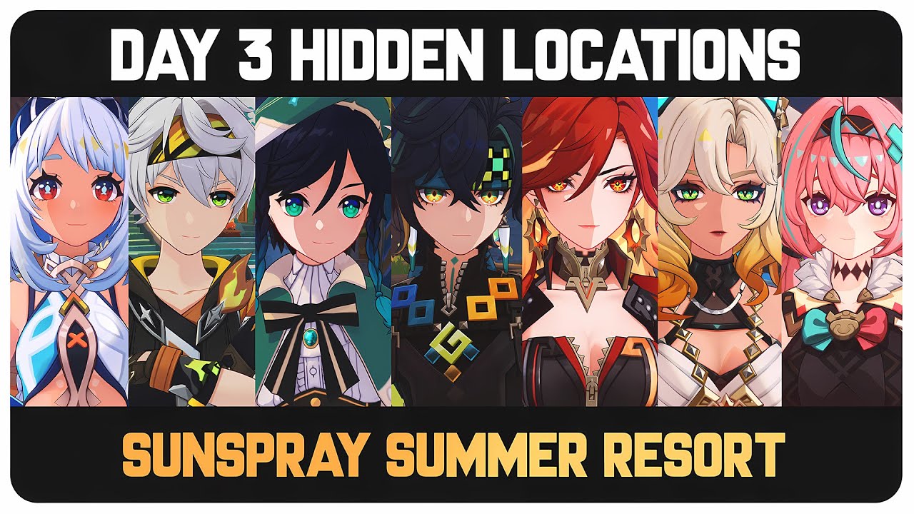 All Hidden Character Locations Day 3 - Sunspray Summer Resort | Genshin Impact 5.8