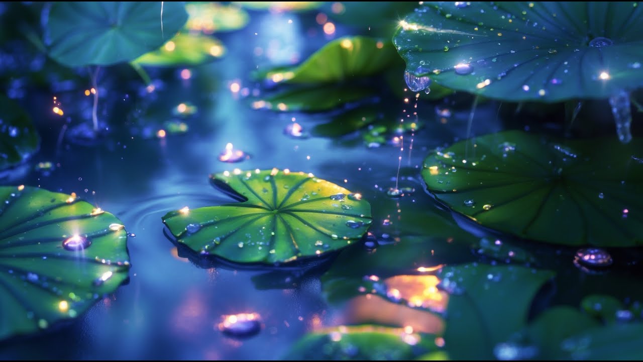 Pond at Night ~ Frogs in a Pond ~ Rain ~ Sounds of Nature 10 Hours #ambience #rain