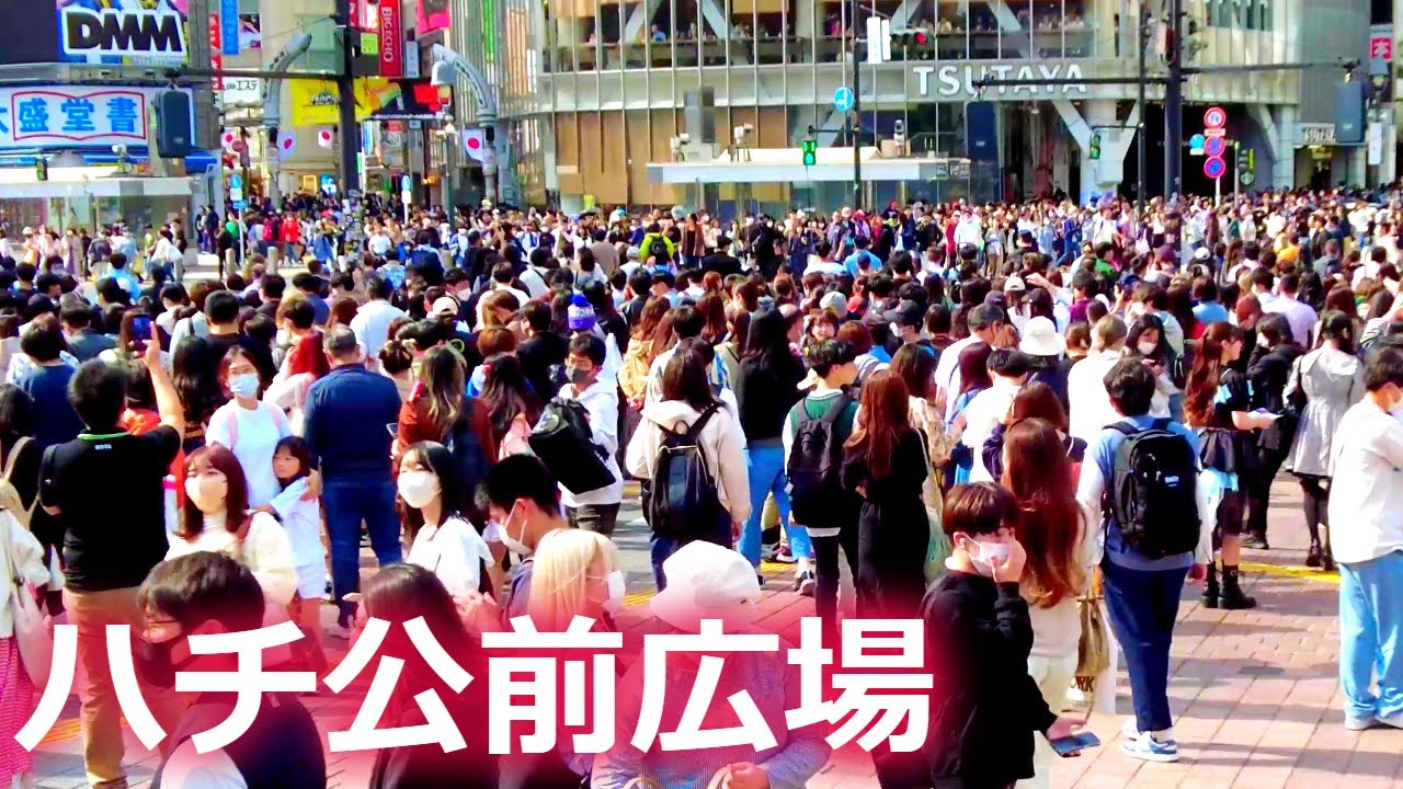 4K GWで超大混雑の渋谷ハチ公前広場 / Very Crowded Shibuya Hachiko Square on Long Holiday in Tokyo, Japan 4k 60fps