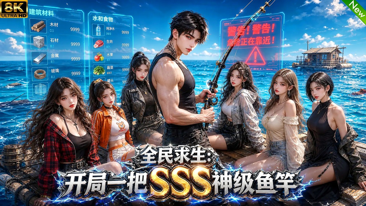 新剧动漫！🌊🌊全民穿越到海域求生，我开局获得一把SSS级神级钓竿，逆袭成为最强海上领主！ #动漫 #穿越 #anime