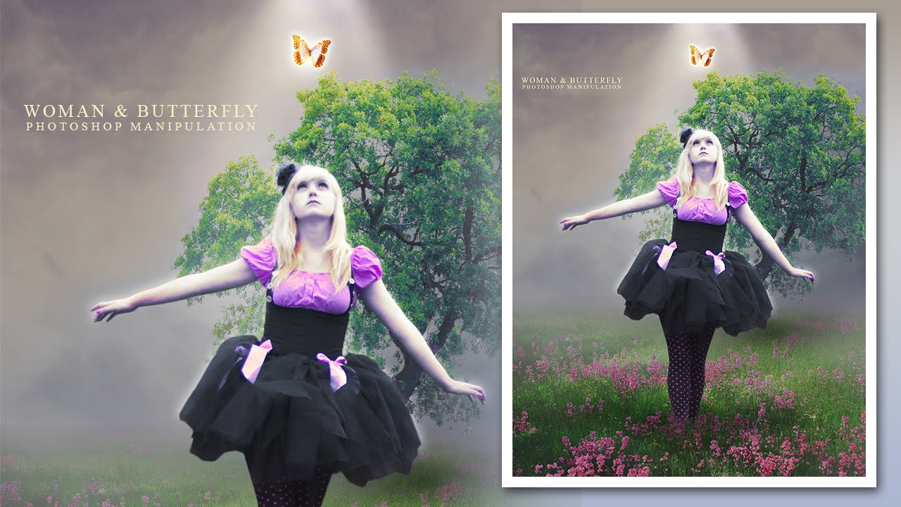 Photoshop Photo Manipulation Tutorial - Woman and Butterfly