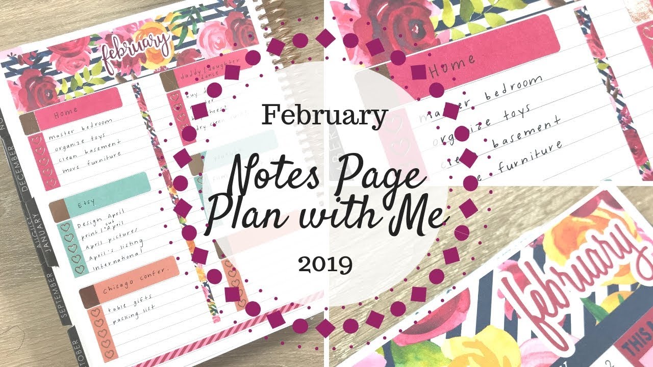 Plan with Me | February 2019 Notes Page | Erin Condren LifePlanner |