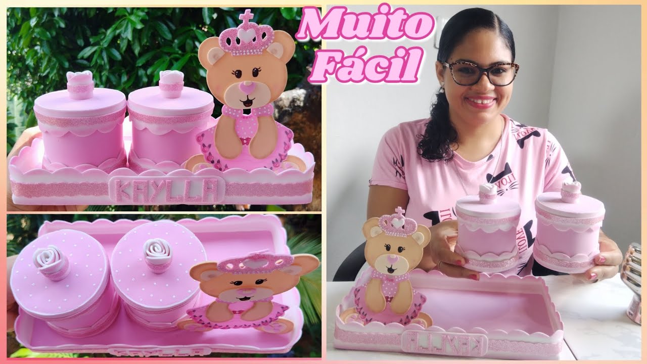 👑 kit higiene do tema ursinha princesa feita com Eva e papelão |  MUITO FÁCIL 🩷