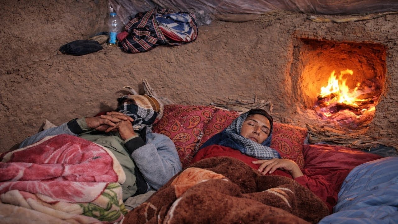 A Hard Night with a Shepherd Couple in an Iranian Desert Shelter | Nomad Life