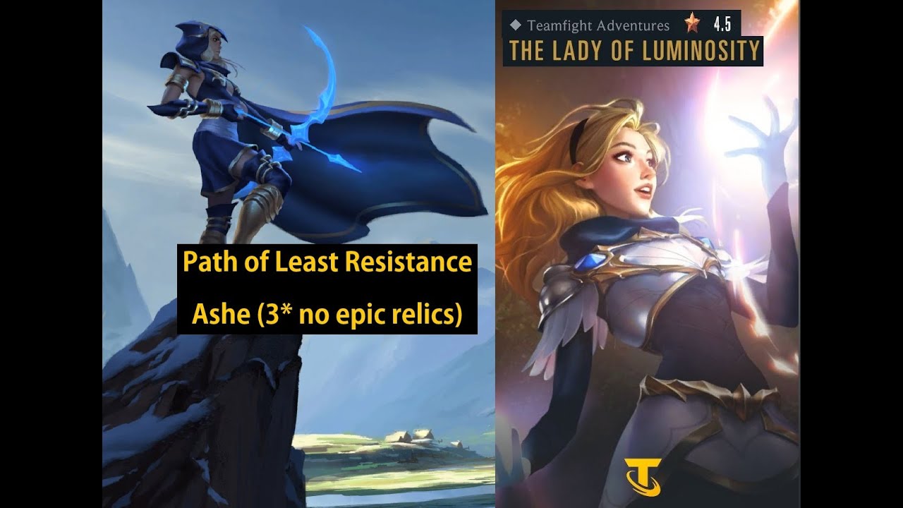 Ashe vs Lux (3* No Epic Relics) - Lady of Luminosity - Teamfight Adventures