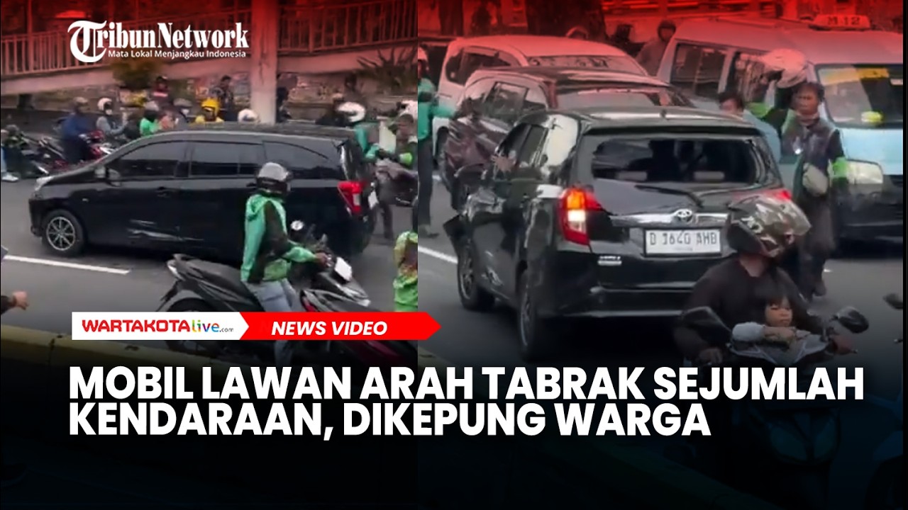 Mobil Lawan arah Tabrak Sejumlah Kendaraan, Dikepung Warga dan Polisi
