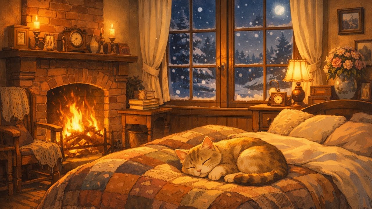 Relaxing Snowfall in a Cozy Apartment with Vintage Oldies Playing in Another Room, Vol. 6