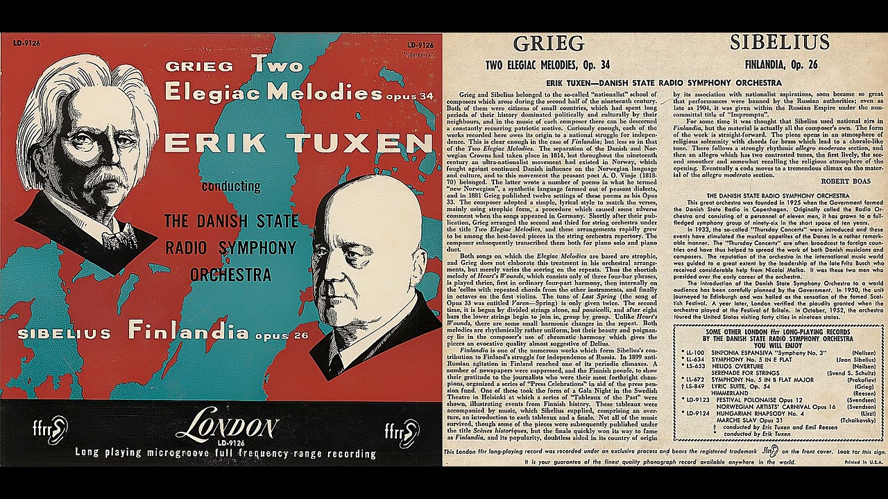 Sibelius: Finlandia; Grieg: Zwei elegische Melodien | Danish State Radio Symph.Orch., Tuxen |1956|
