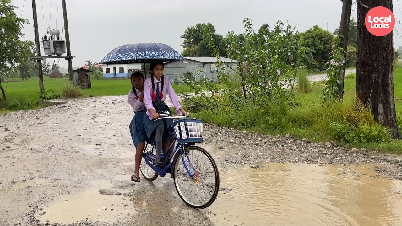 Walking through a Nepal Remote Village in the Rain