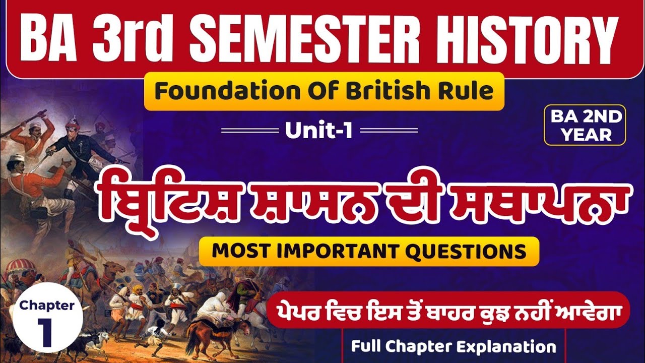 Foundation Of British Rule ,BA 3rd Sem History Chapter 1 | BA-2 SEM-3 CH-1,ਬ੍ਰਿਟਿਸ਼ ਸ਼ਾਸਨ ਦੀ ਸਥਾਪਨਾ