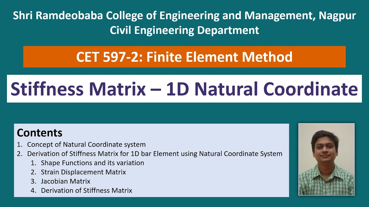 Lecture 17   Derivation of Stiffness Matrix for Bar using Natural Coordinate System