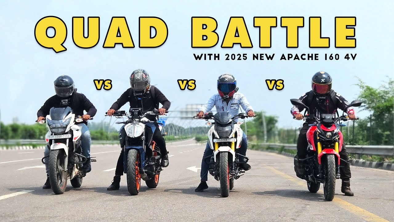 2025 New Apache 160 4V vs Duke 160 vs Old Apache 160 4V vs New Apache 160 2V | Quad Battle Drag Race