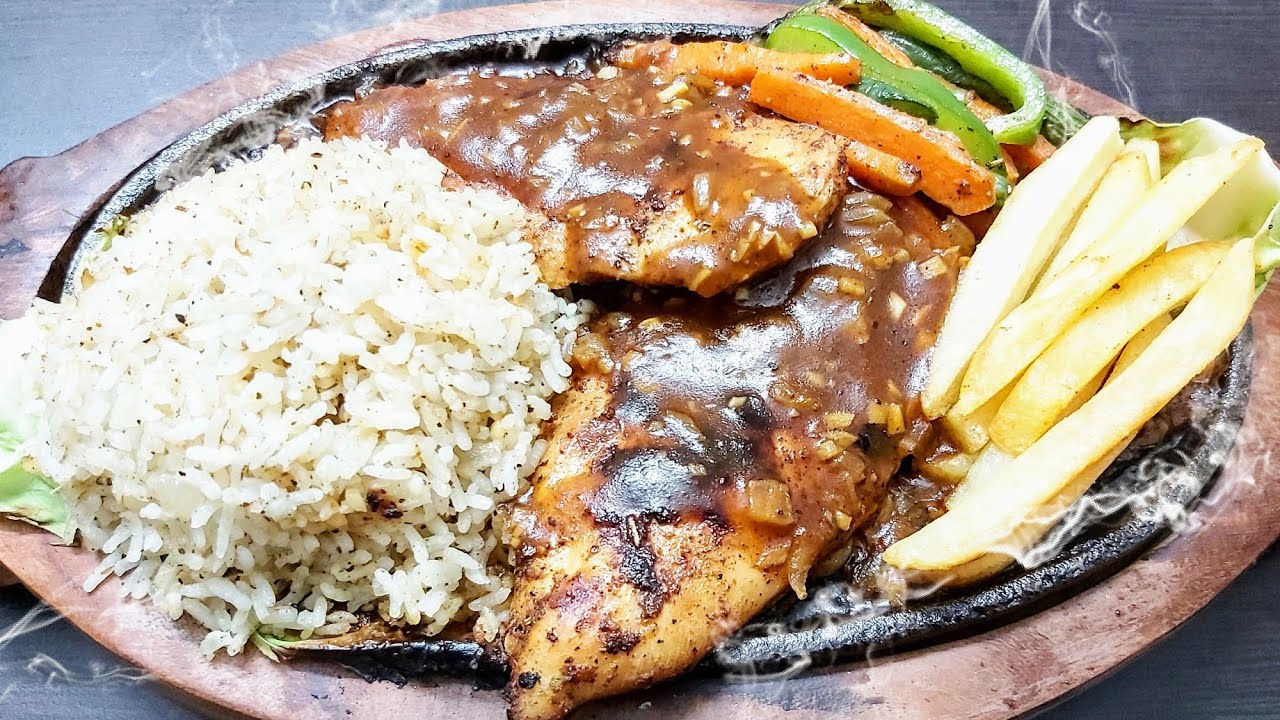 GRILLED CHICKEN SIZZLER | Chicken Sizzler with Herb Rice & Barbecue Sauce | Homemade Sizzler Recipe