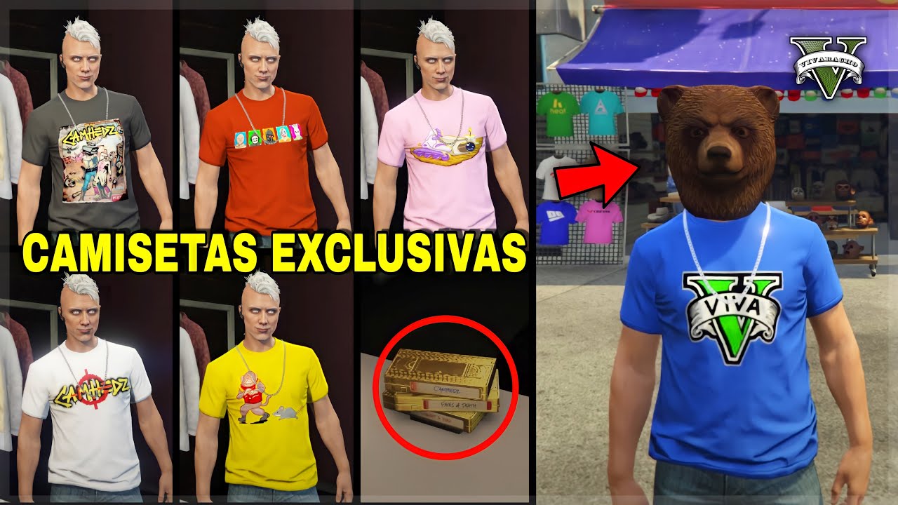 COMO CONSEGUIR LAS 5 CAMISETAS EN LA MAQUINITA CAMHEDZ + MASCARA DE OSO + TROFEO EN GTA V ONLINE