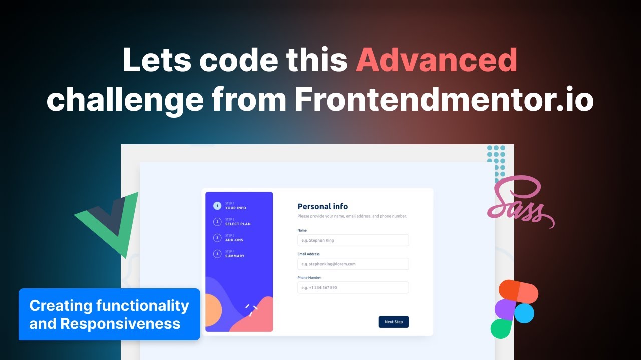 Multi Step Form Vue.JS Advanced challenge Frontendmentor.io - Part 5 (Functionality and Responsive)