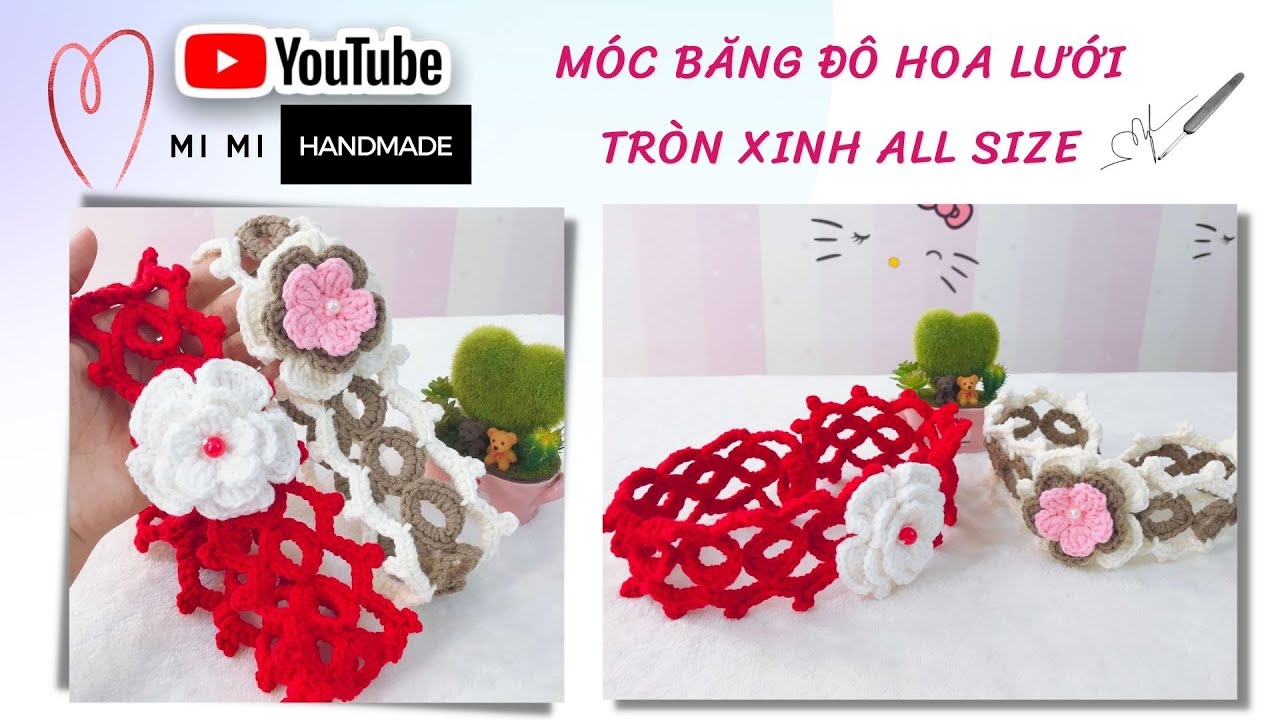 Móc Băng Đô Hoa Lưới Tròn Xinh 🌸 All Size Siêu Dễ Móc | Crochet Headband | Mimi Handmade