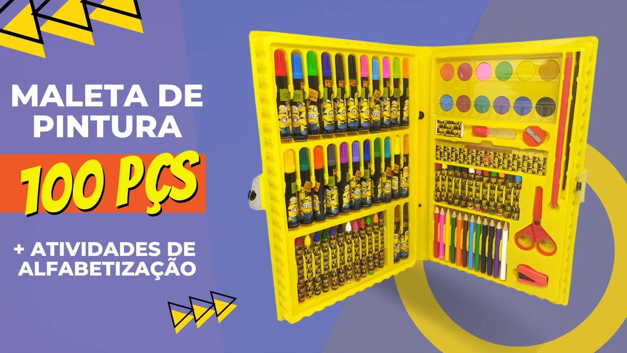 Maleta de Pintura 100 pe&ccedil;as Estojo de Material Escolar